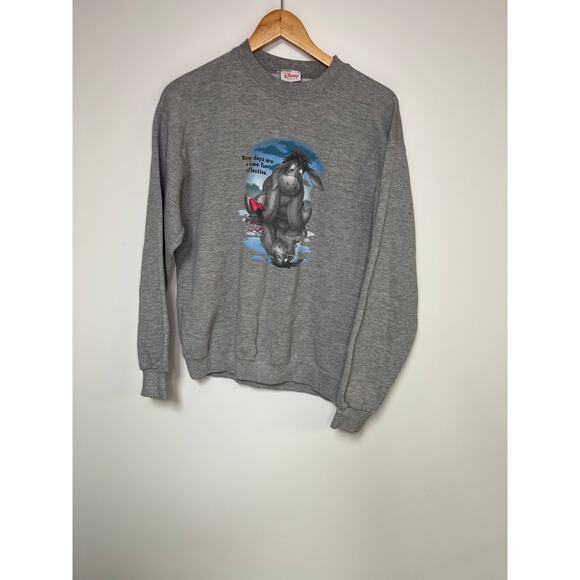 Vintage Disney Sweatshirt Winnie the Pooh 90s Eeyore Gray - Picture 1 of 2